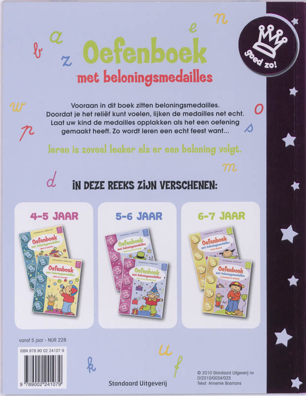 Achterkant van Oefenboek met beloningsmedailles