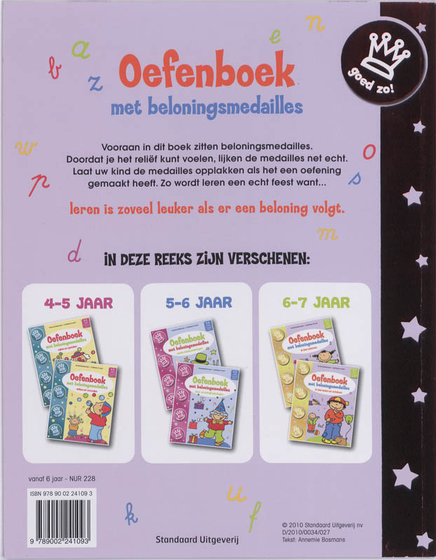 Achterkant van Oefenboek met beloningsmedailles
