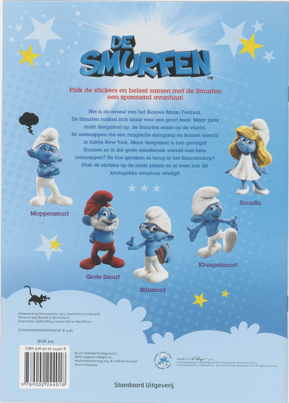Achterkant van De Smurfen stickeravontuur