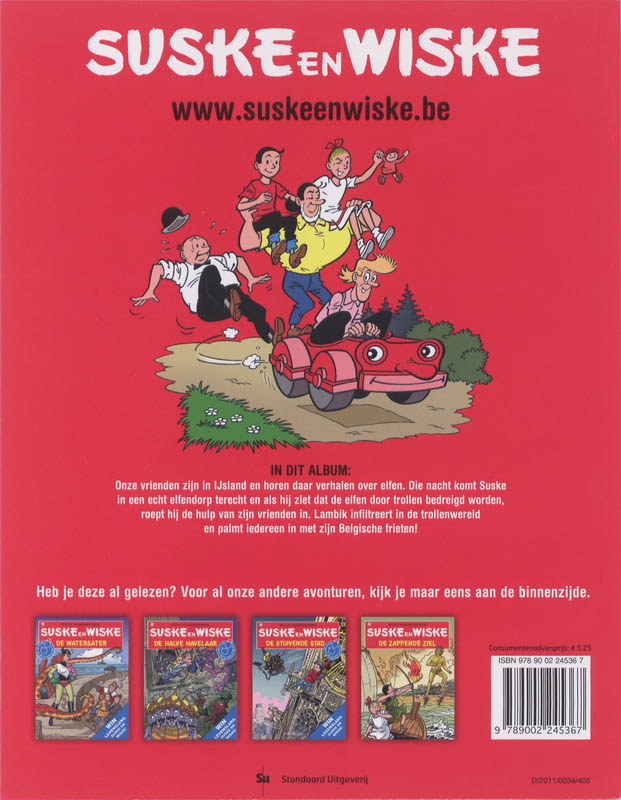 Achterkant van Suske en Wiske De edele elfen