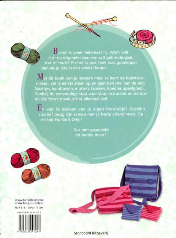 Achterkant van For Girls Only! breiboek