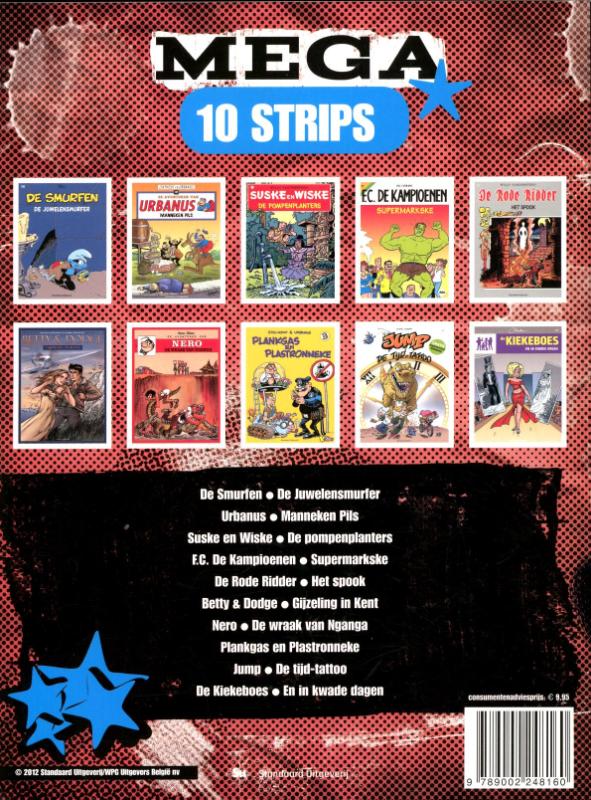 Achterkant van Mega 10 strips