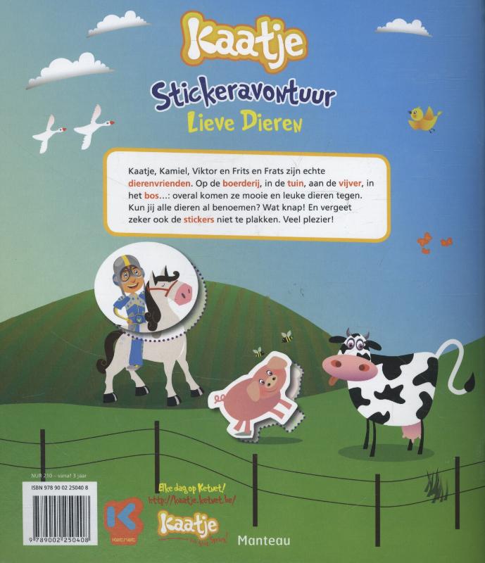 Achterkant van Stickeravontuur lieve dieren