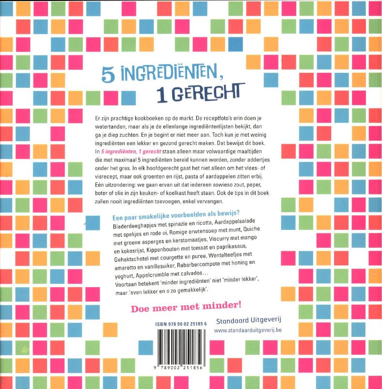 Achterkant van 5 ingredienten 1 gerecht