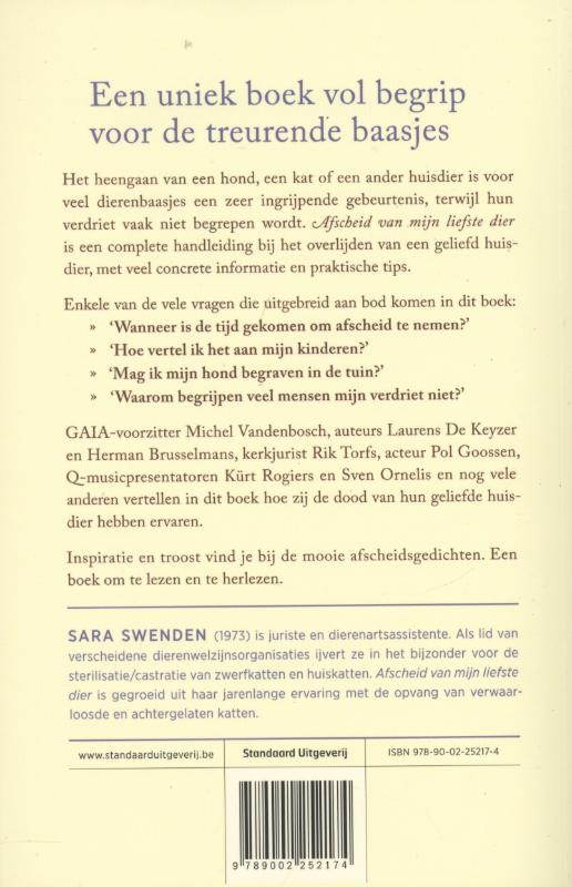 Achterkant van Afscheid van mijn liefste dier