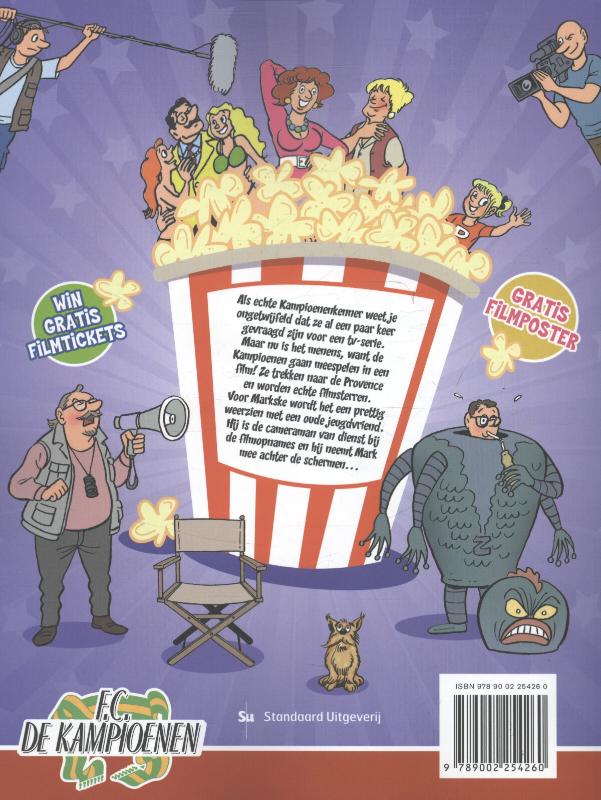 Achterkant van De kampioenen maken een film