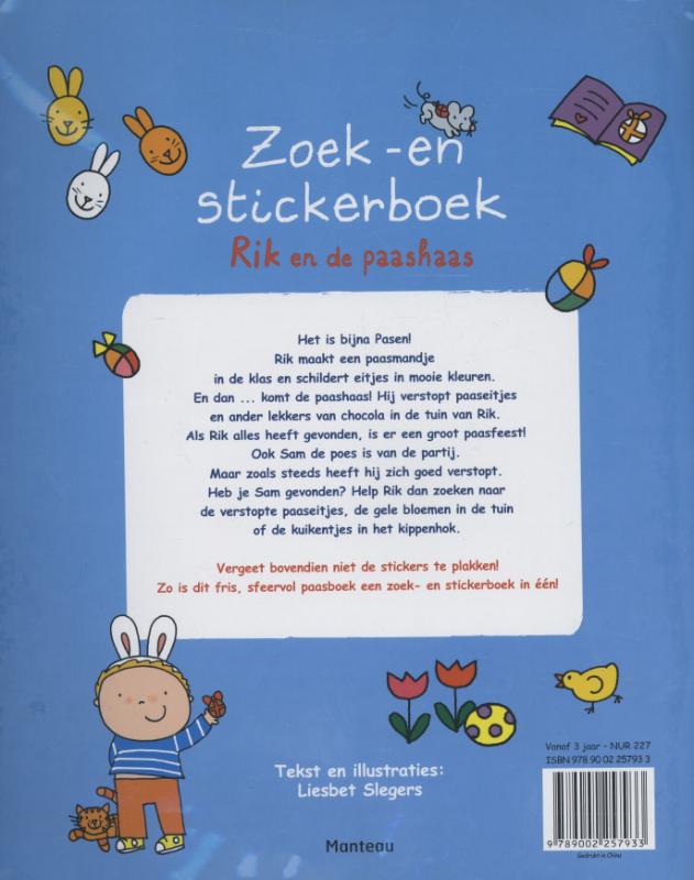 Achterkant van Zoek -en stickerboek Rik en de paashaas