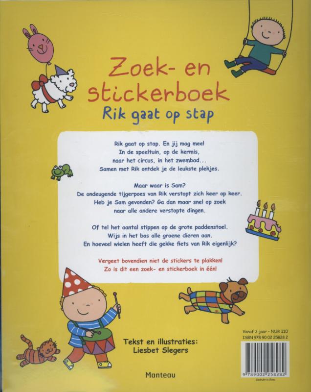Achterkant van Zoek en stickerboek Rik gaat op stap