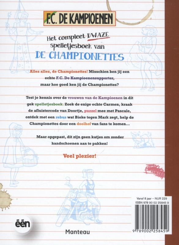 Achterkant van Het compleet dwaze spelletjesboek van de Championettes