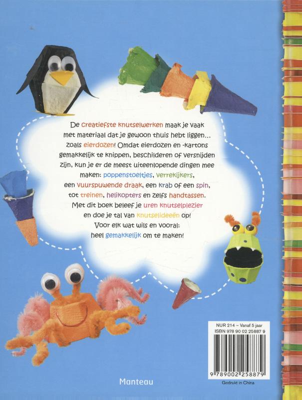 Achterkant van Knutselen met eierkartons