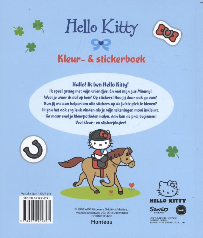 Achterkant van Hello Kitty kleur- en stickerboek