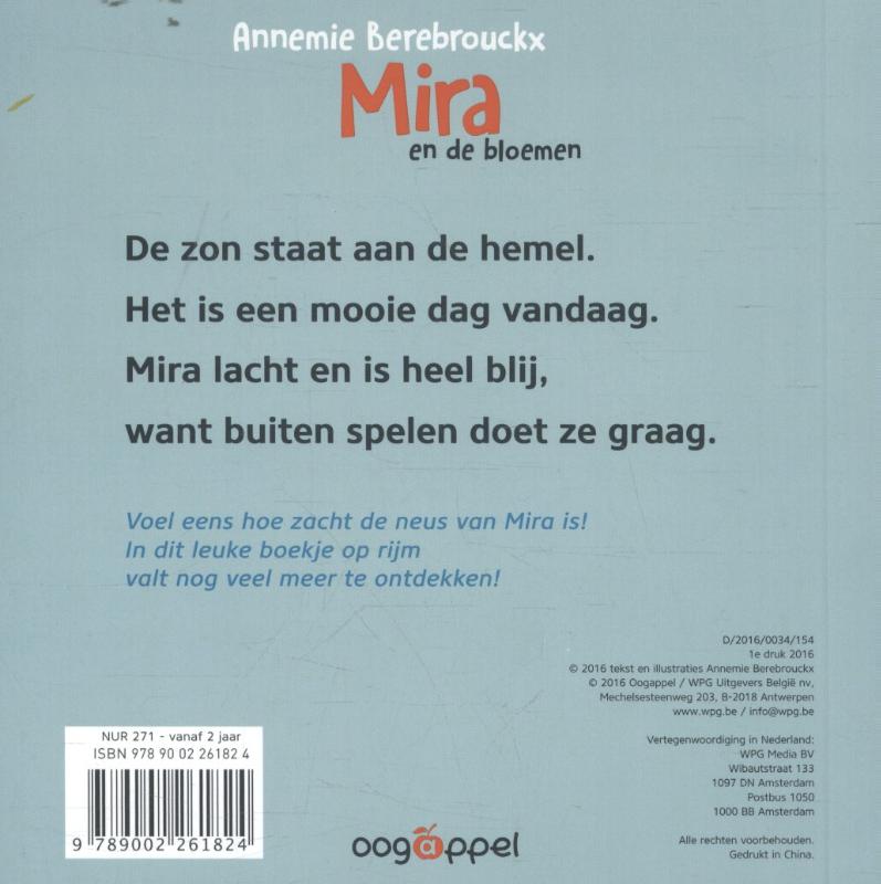 Achterkant van Mira en de bloemen