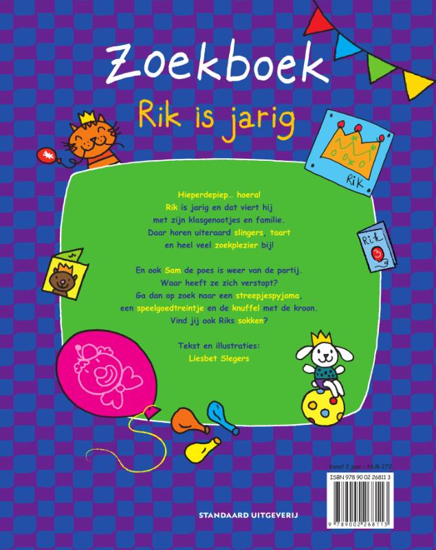 Achterkant van Zoekboek Rik is jarig