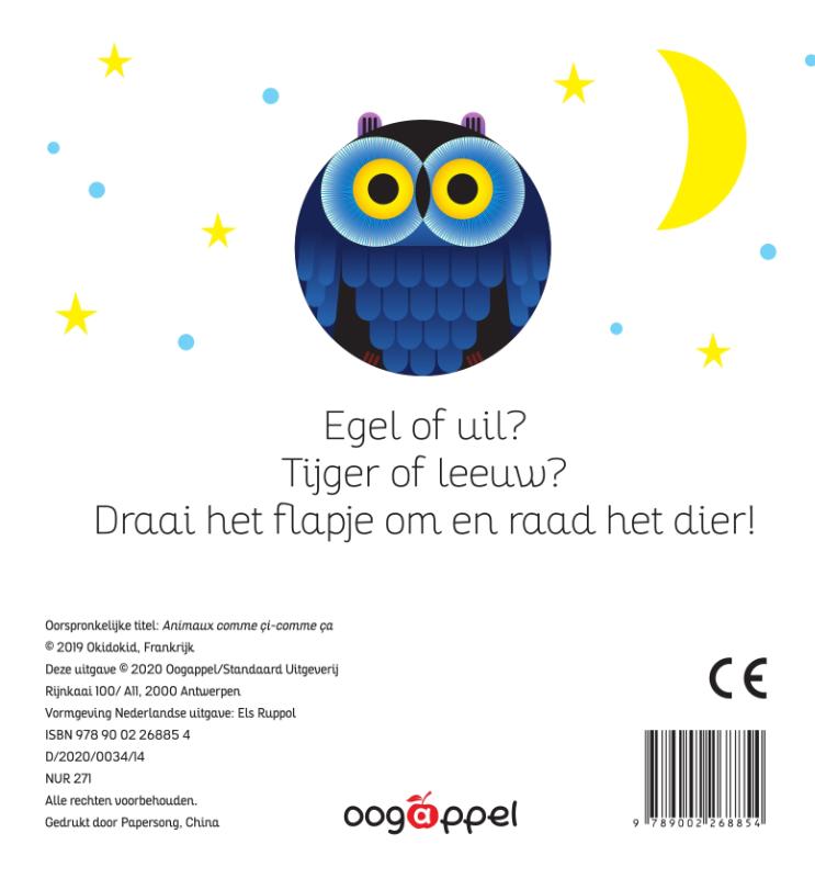 Achterkant van Kijk eens hier: Dieren