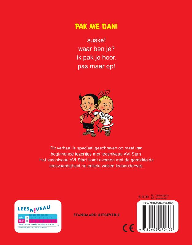 Achterkant van Suske en Wiske AVI start: Pak me dan!