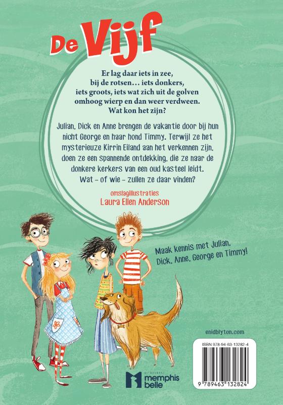 Achterkant van De Vijf gestrand op Kirrin Eiland