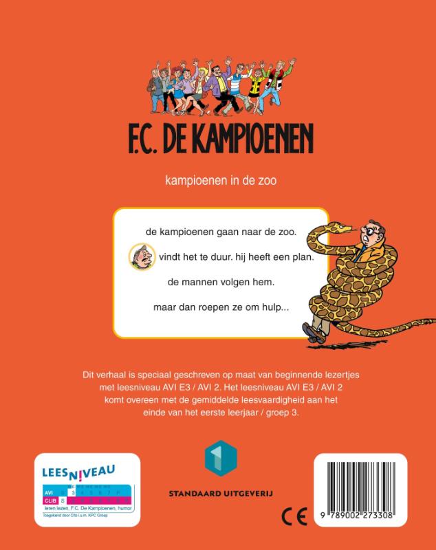Achterkant van F.C. De Kampioenen AVI E3: Kampioenen in de zoo