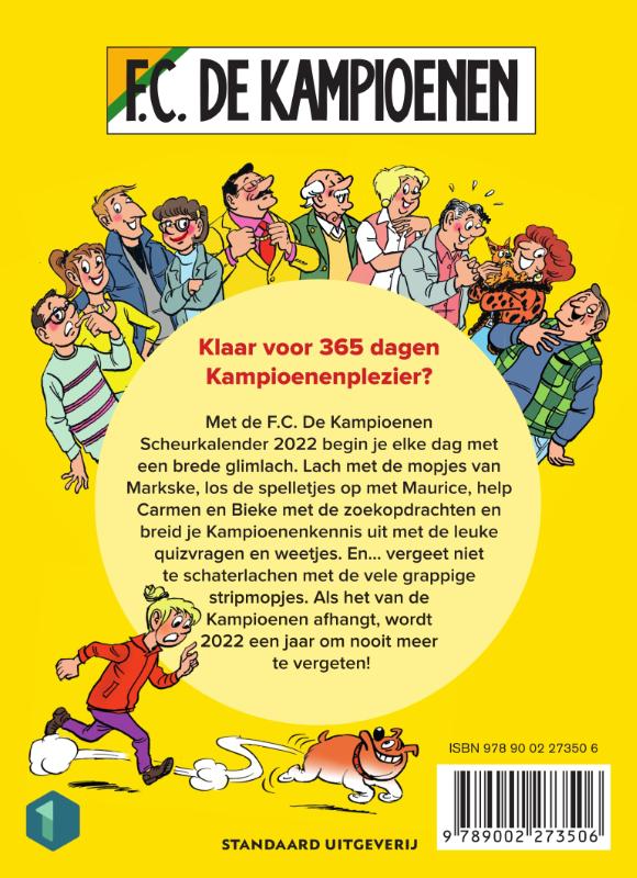 Achterkant van Scheurkalender F.C. De Kampioenen