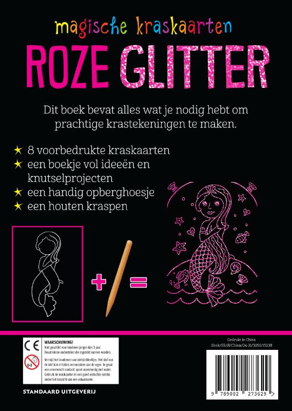 Achterkant van Magische kraskaarten: roze glitter