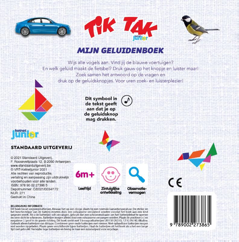 Achterkant van Tik Tak Mijn geluidenboek