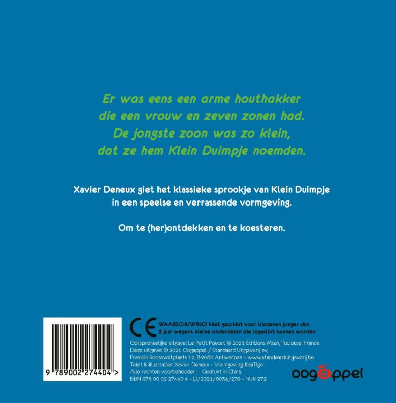 Achterkant van Klein Duimpje
