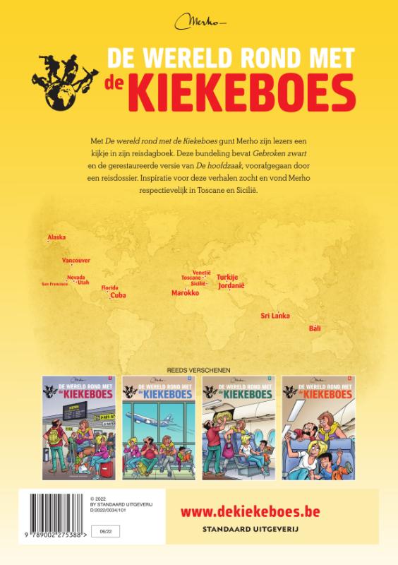 Achterkant van De wereld rond met de Kiekeboes