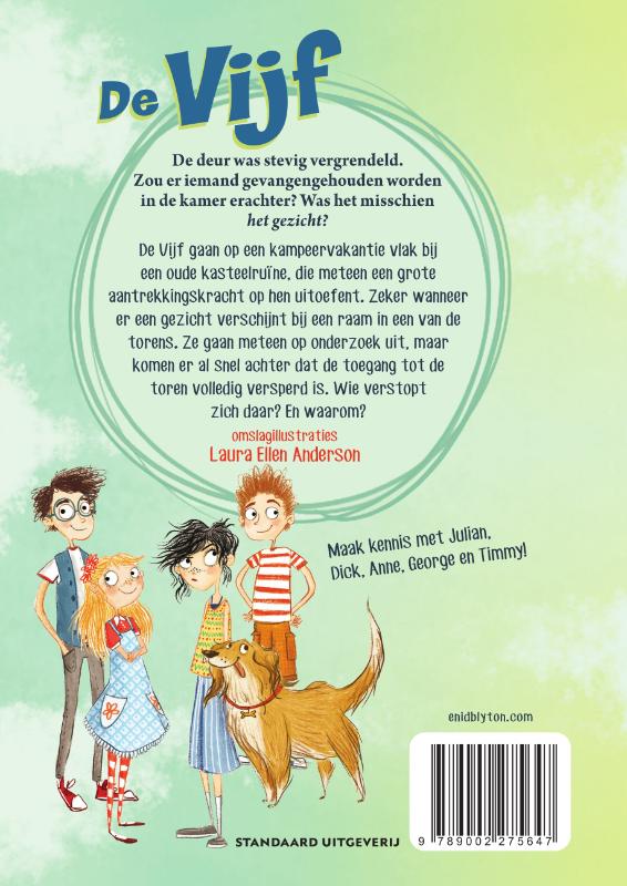 Achterkant van De Vijf en de verdwenen geleerden