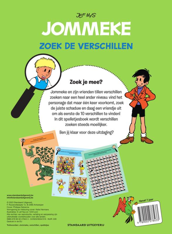 Achterkant van Jommeke Zoek de verschillen