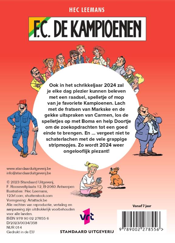 Achterkant van F.C. De Kampioenen Scheurkalender 2024