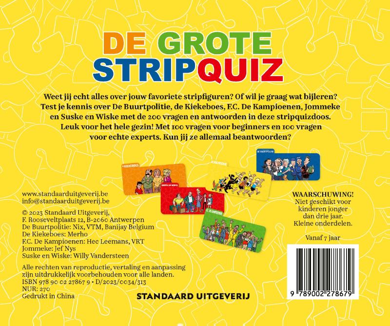 Achterkant van De grote stripquiz’