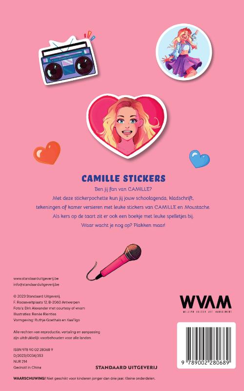 Achterkant van Camille stickers