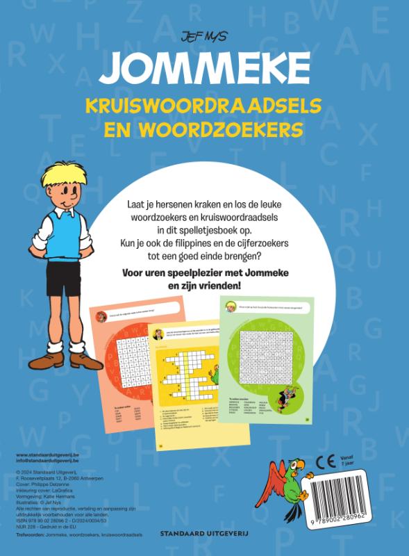Achterkant van Jommeke Kruiswoordraadsels en woordzoekers