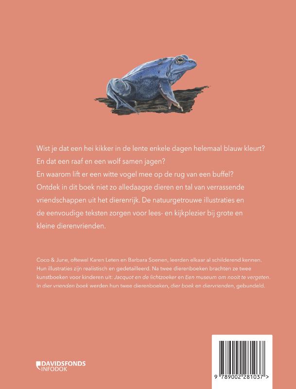 Achterkant van dier vrienden boek