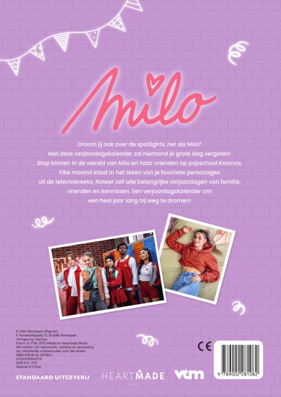 Achterkant van Milo - Verjaardagskalender