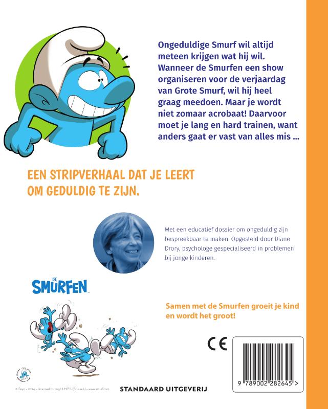 Achterkant van Eerste stripverhaaltjes om zelf te lezen: De Smurf die geen geduld heeft