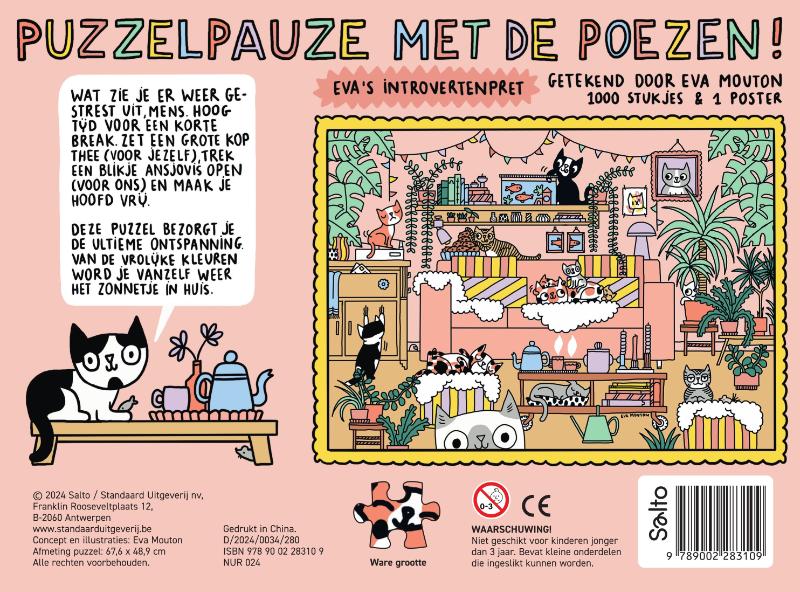 Achterkant van Eva's introvertenpret: Puzzelpauze met de poezen!