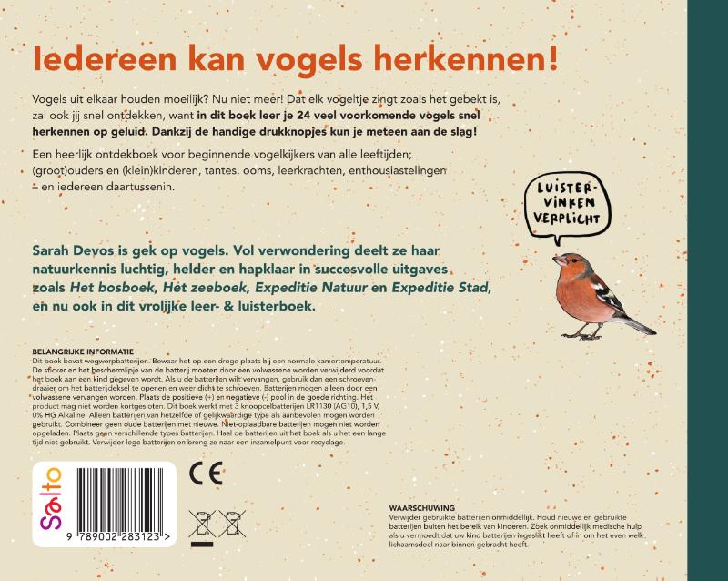 Achterkant van 24 snel te herkennen vogelgeluiden van bij ons