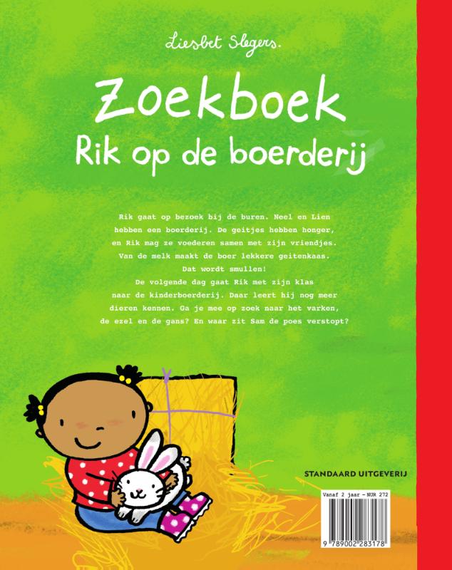 Achterkant van Zoekboek Rik op de boerderij