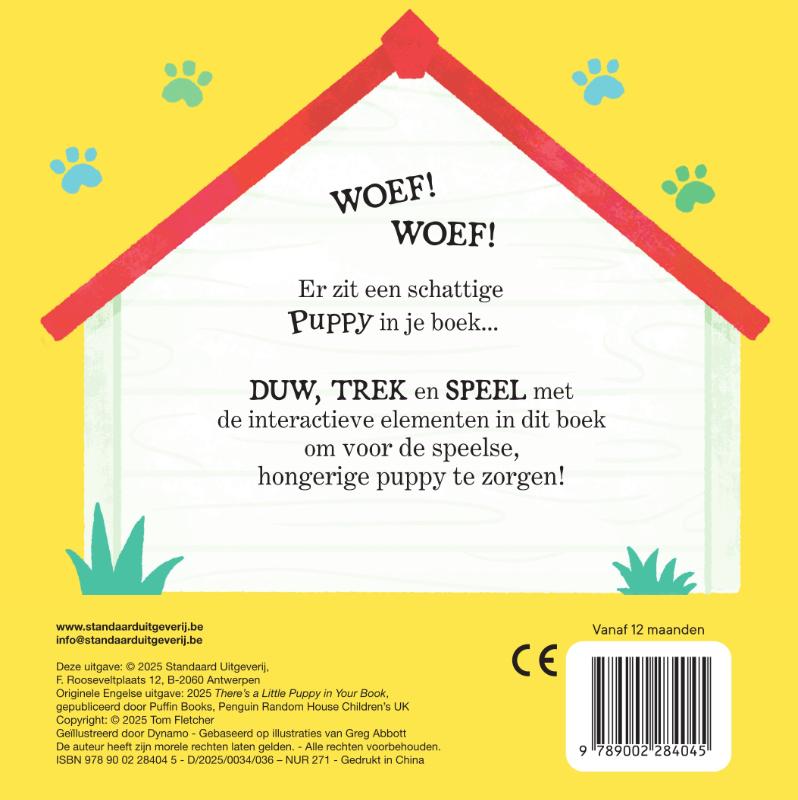 Achterkant van Er zit een puppy in je boek
