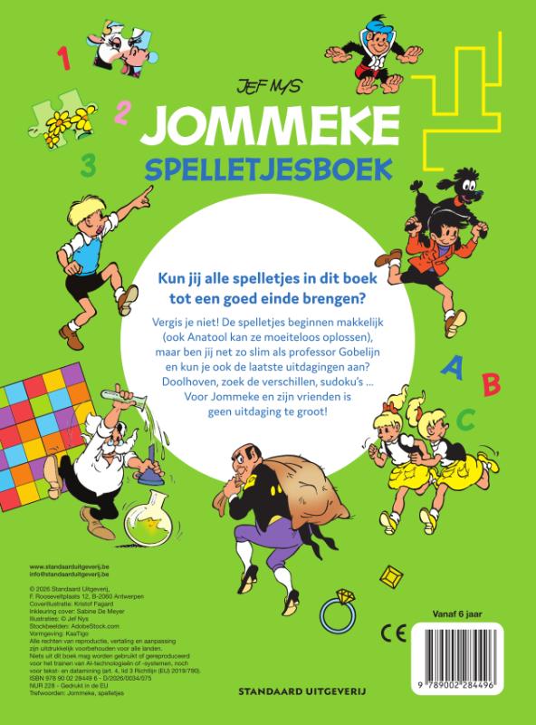 Achterkant van Jommeke spelletjesboek