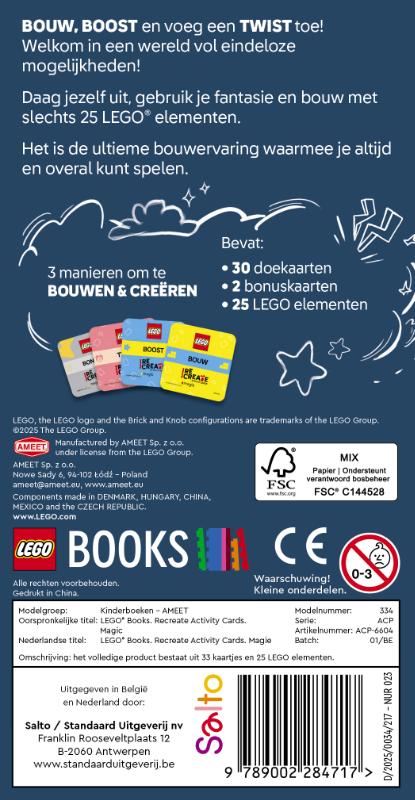 Achterkant van Lego ReCreate Activity Cards: Magie