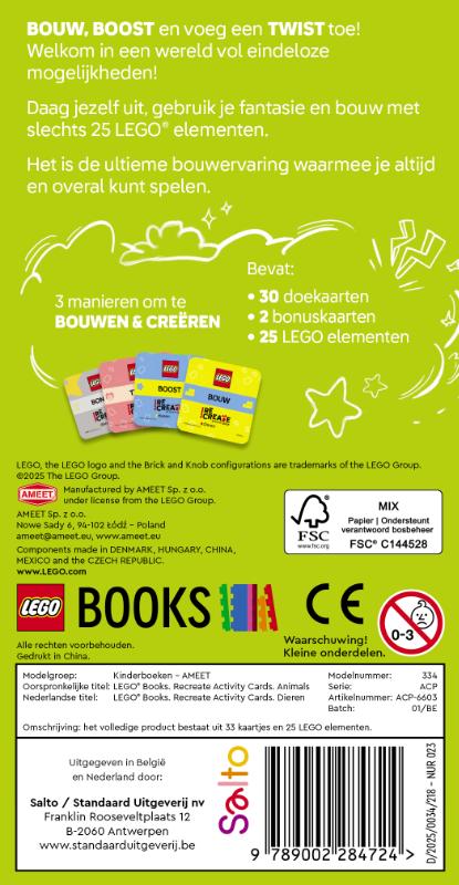 Achterkant van Lego ReCreate Activity Cards: Dieren