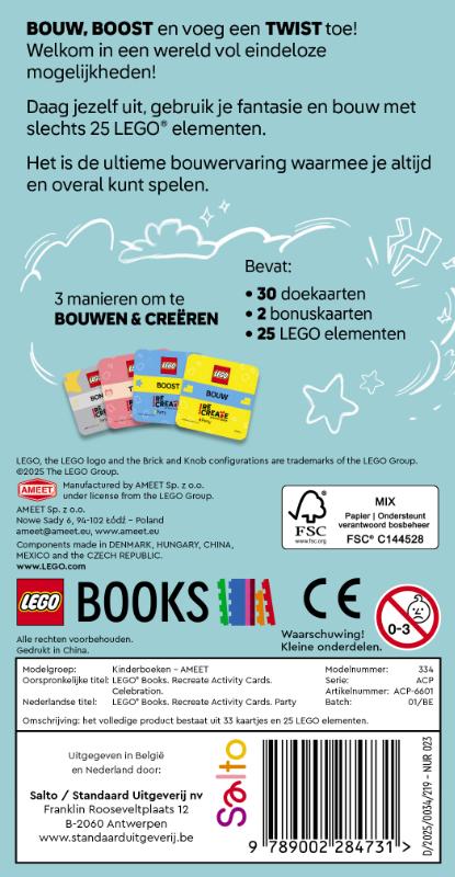 Achterkant van Lego ReCreate Activity Cards: Party