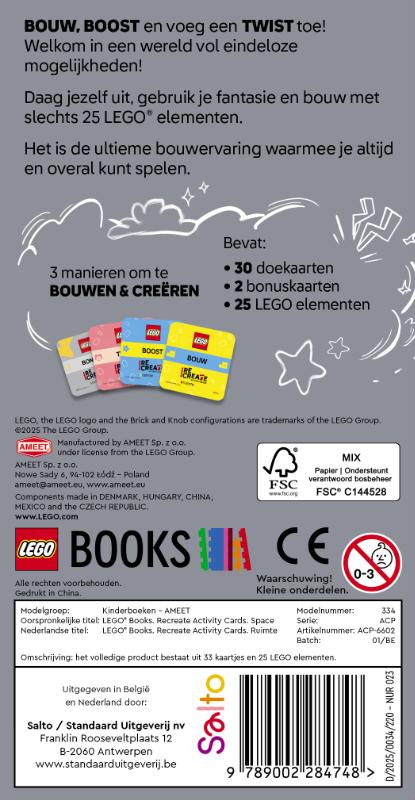 Achterkant van Lego ReCreate Activity Cards: Ruimte