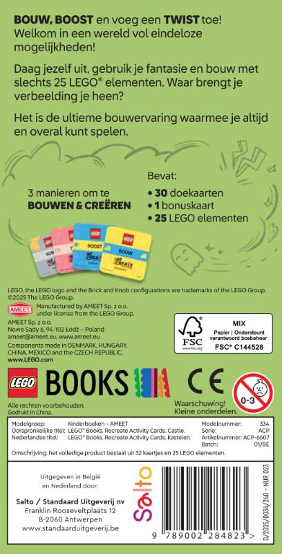 Achterkant van Lego ReCreate Activity Cards: Kastelen