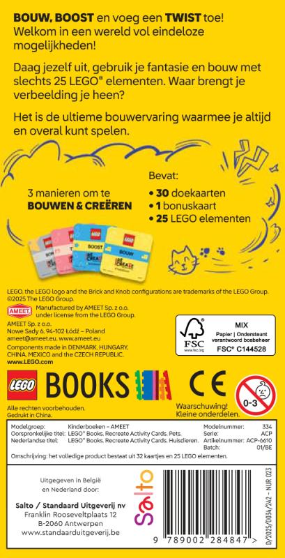 Achterkant van Lego ReCreate Activity Cards: Huisdieren