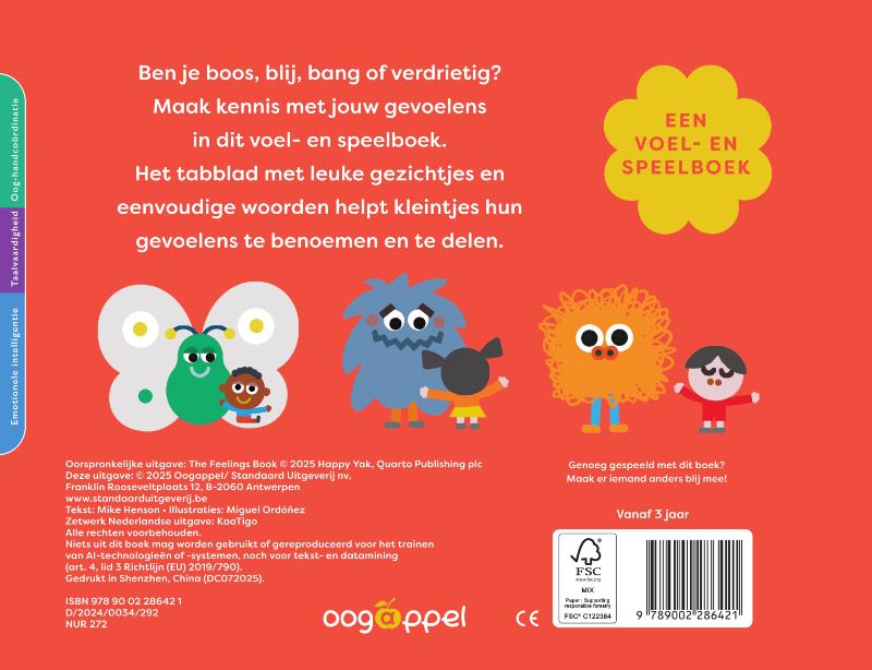 Achterkant van Je gevoelens. Een voel- en speelboek