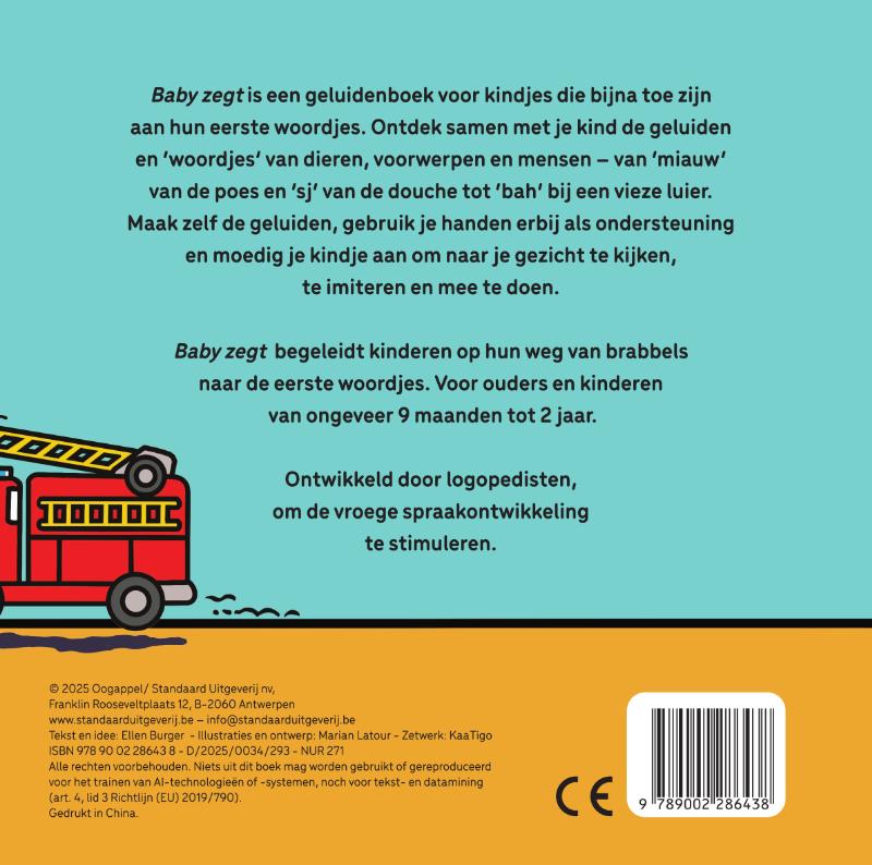 Achterkant van Baby zegt