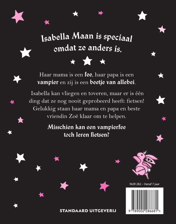 Achterkant van Isabella Maan leert fietsen
