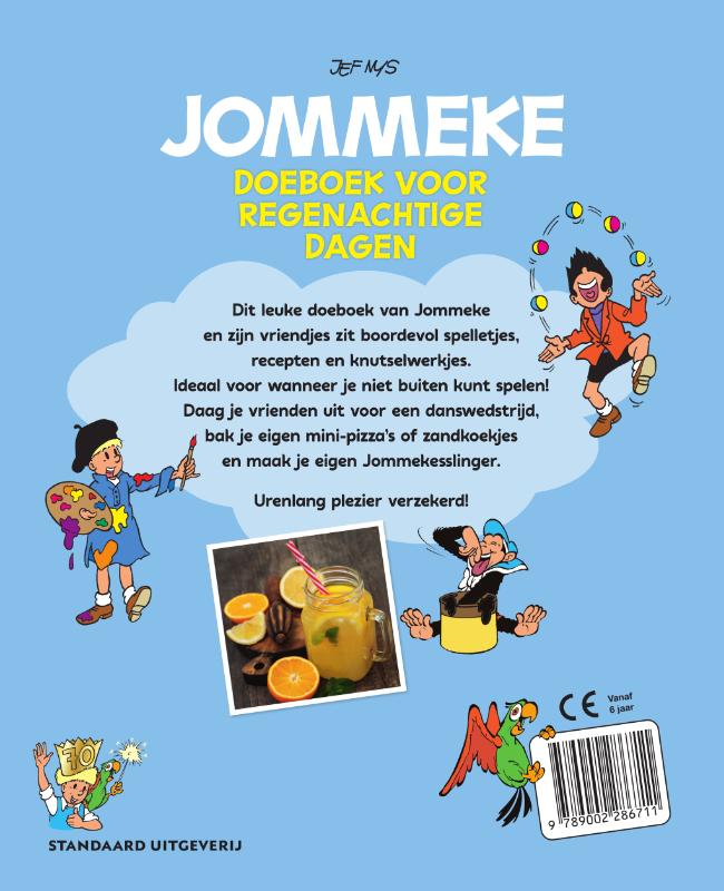 Achterkant van Jommeke Doeboek voor regenachtige dagen